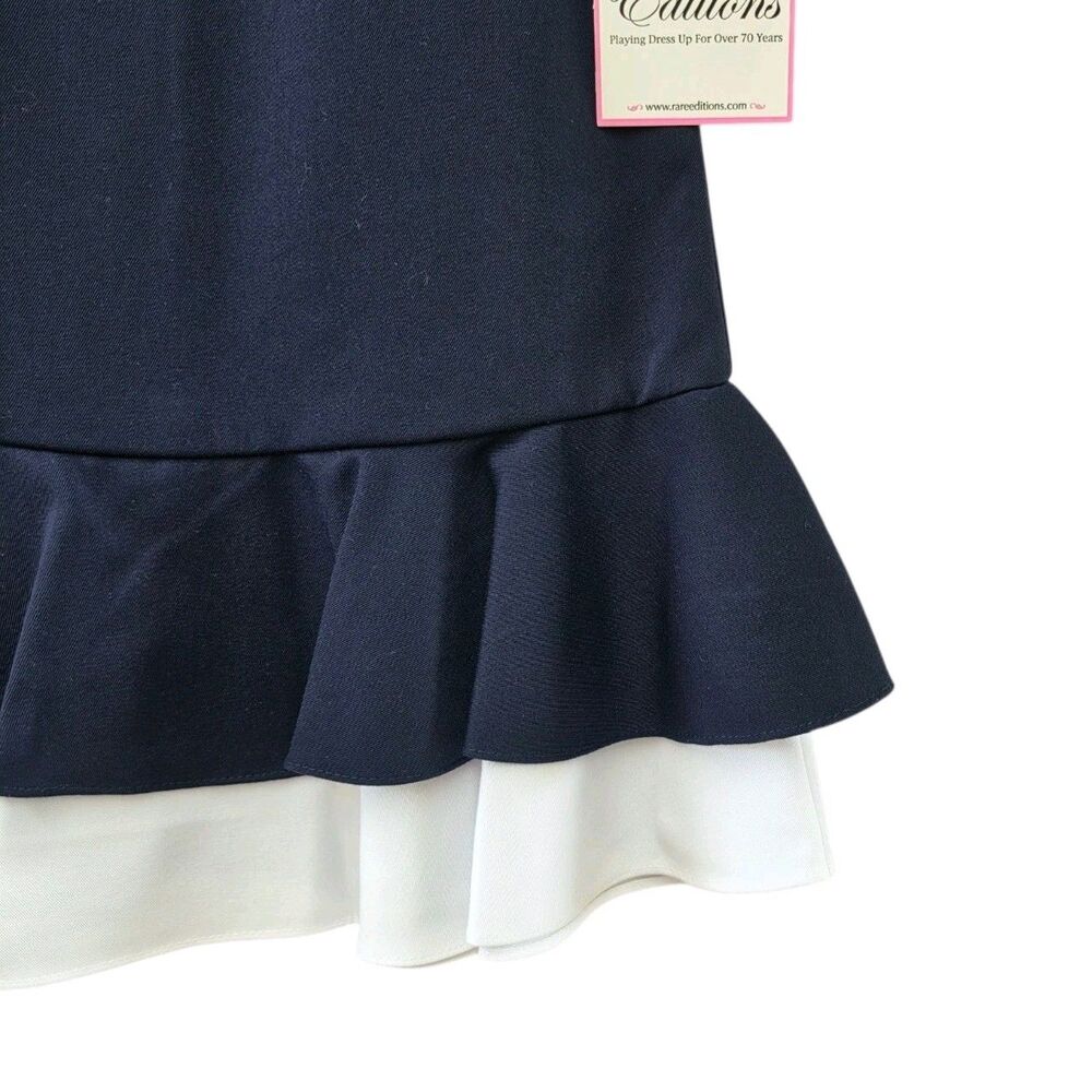 Vintage Rare Editions Dress Size 4 Blue White Sleeveless With Bow New With Tags - Picture 3 of 7